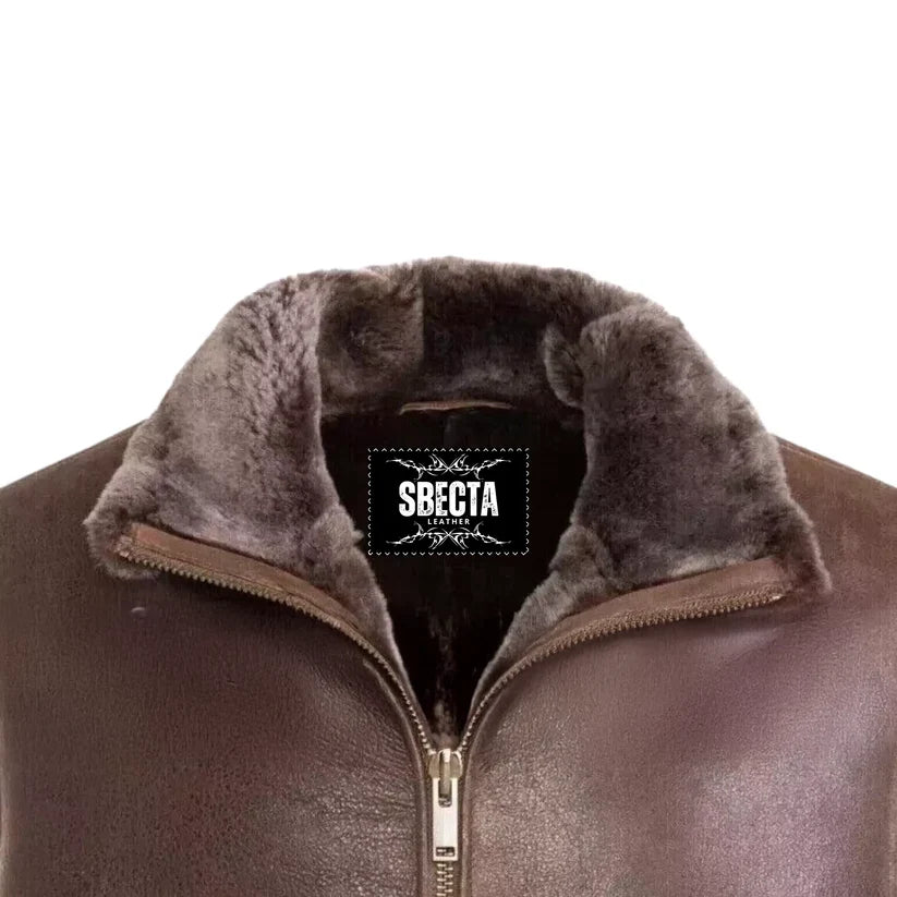 Men's Brown Shearling Leather Vest