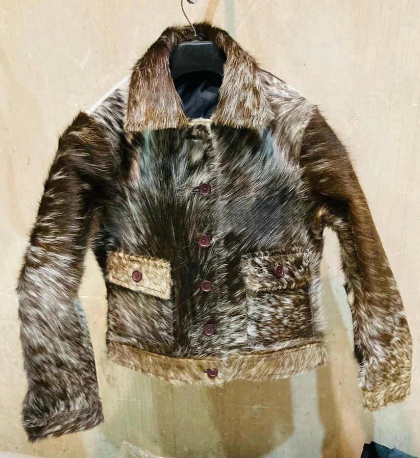 Men's Genuine Cowhide Fur Leather Jacket Hair
