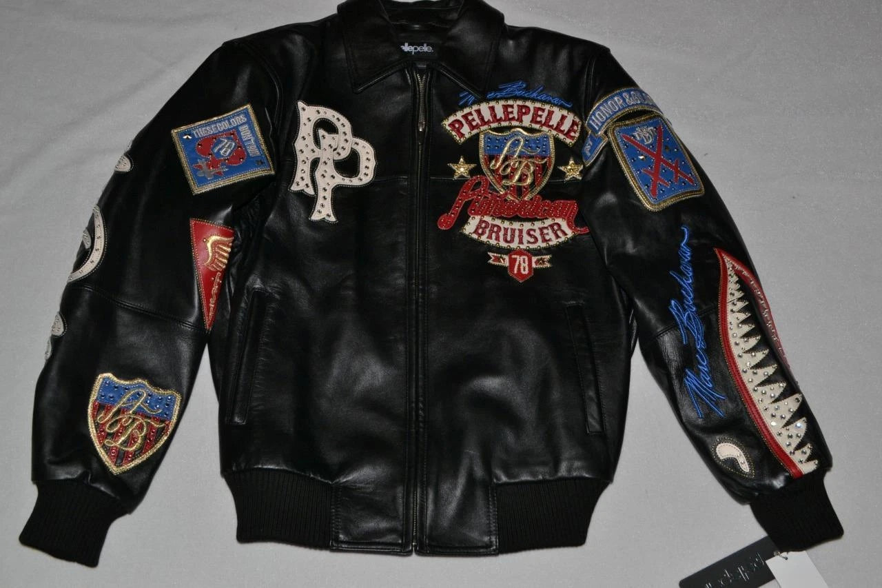 Pelle Pelle Men's LEATHER Jacket BLACK ANNIVERSARY AMERICAN BRUISER All SIzes