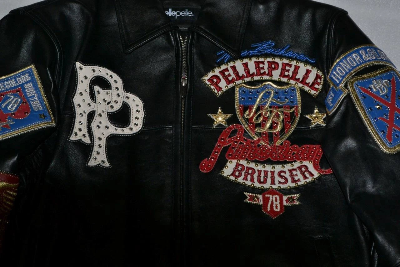 Pelle Pelle Men's LEATHER Jacket BLACK ANNIVERSARY AMERICAN BRUISER All SIzes