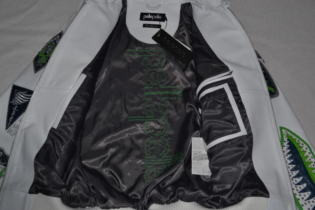 Pelle Pelle Men's LEATHER Jacket WHITE ANNIVERSARY AMERICAN BRUISER All Sizes