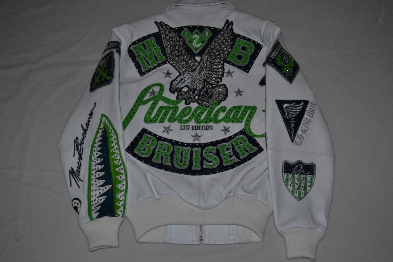 Pelle Pelle Men's LEATHER Jacket WHITE ANNIVERSARY AMERICAN BRUISER All Sizes