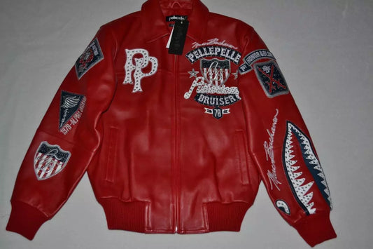 Pelle Pelle Men's LEATHER Jacket RED ANNIVERSARY AMERICAN BRUISER All Sizes
