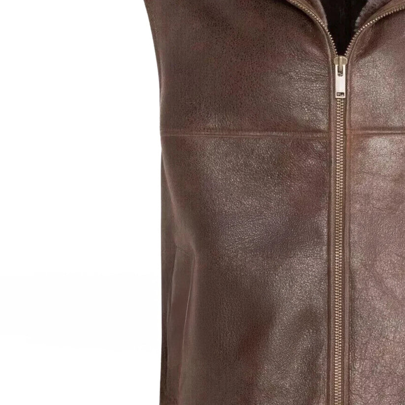 Men's Brown Shearling Leather Vest