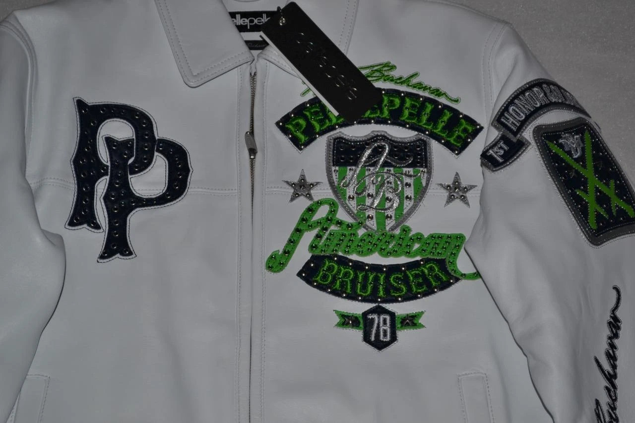 Pelle Pelle Men's LEATHER Jacket WHITE ANNIVERSARY AMERICAN BRUISER All Sizes